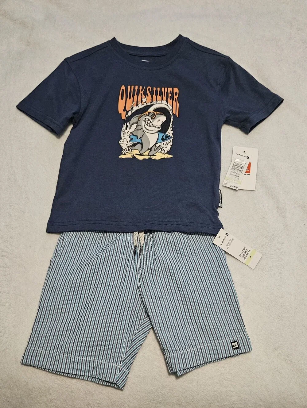 NWT Quiksilver Navy Shark Kids Set Size 4
